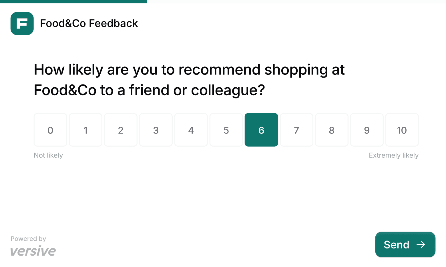 Screenshot of a Versive survey